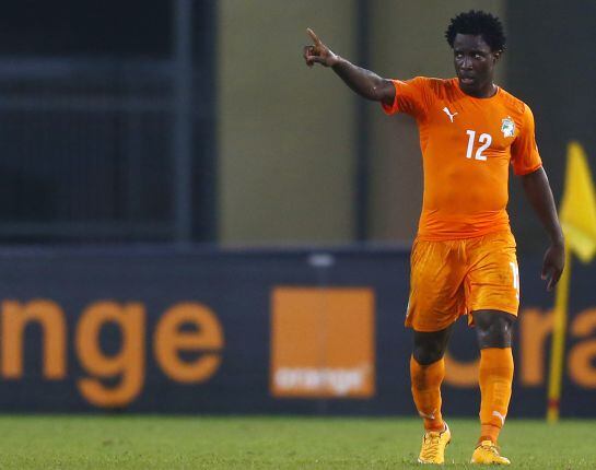 Ivory Coast's Wilfried Bony celebrates his second goal during their quarter-final soccer match of the 2015 African Cup of Nations against Algeria in Malabo February 1, 2015. REUTERS/Amr Abdallah Dalsh (EQUATORIAL GUINEA - Tags: SPORT SOCCER)
