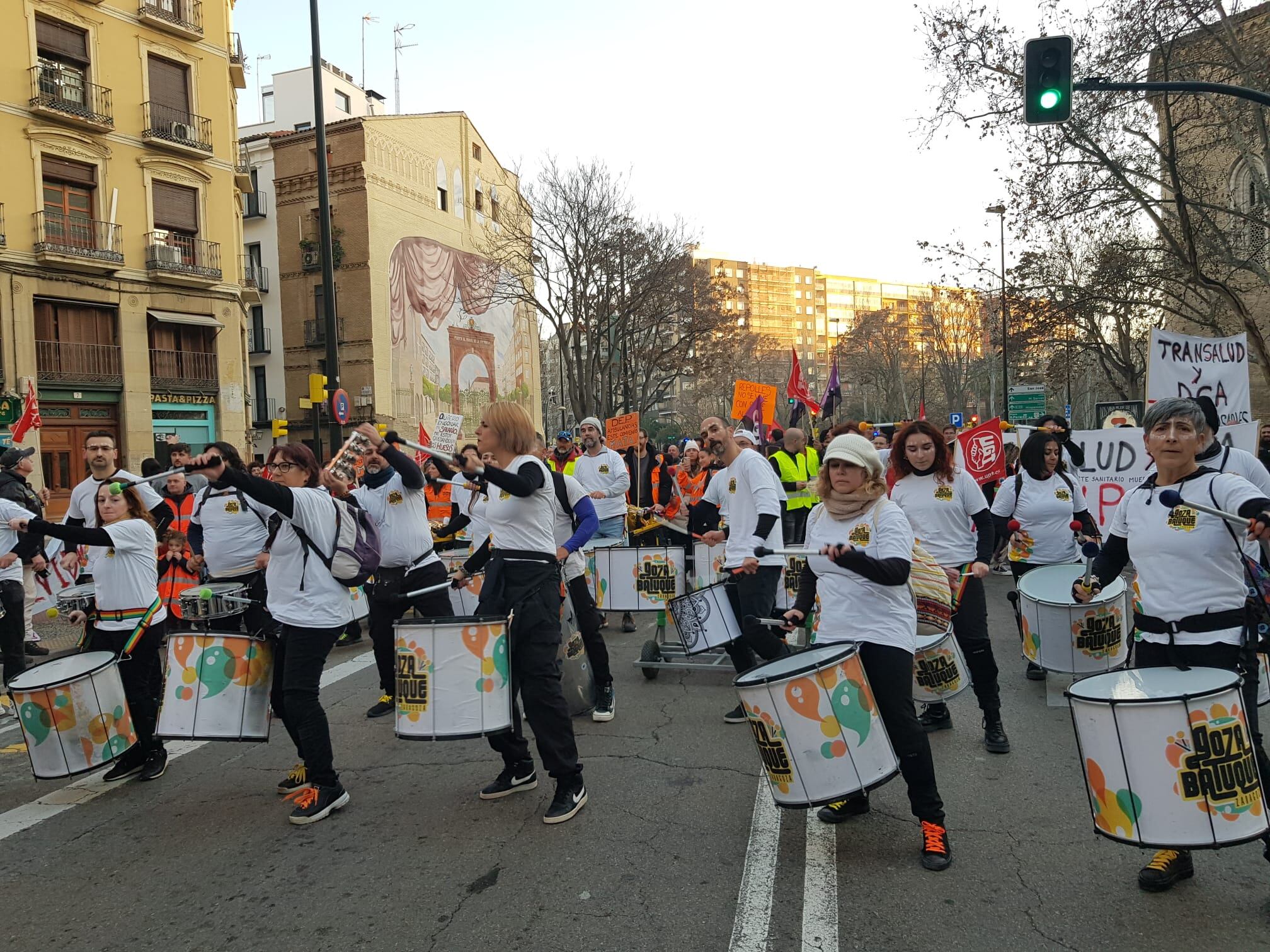 Protesta de los trabajadores del transporte sanitario urgente de Aragón