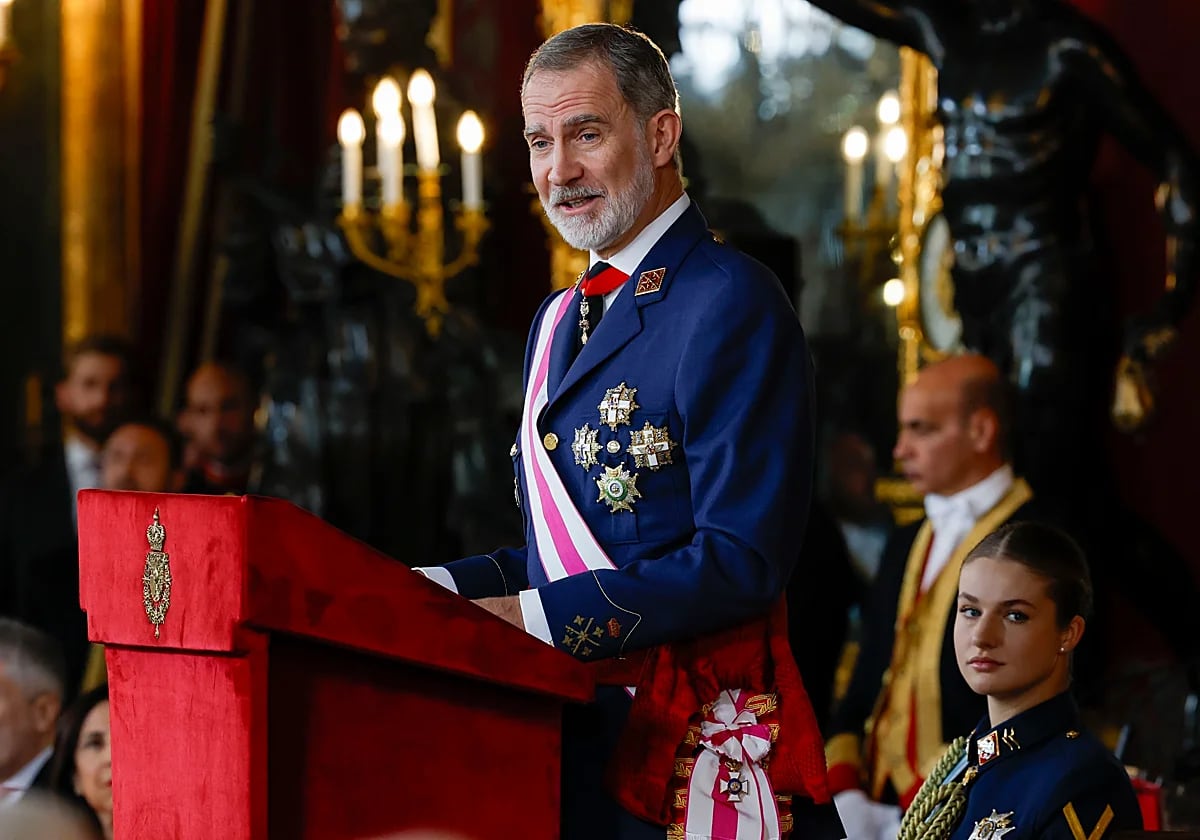 El Rey Felipe VI durante el discurso en la Pascua Milita
