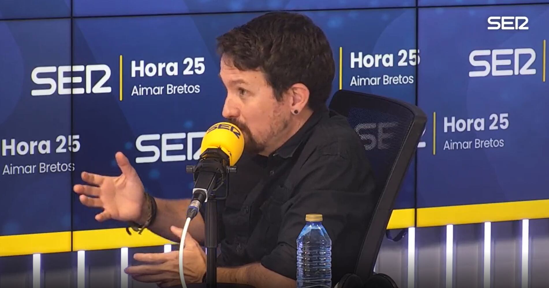 El exvicepresidente del Gobierno, Pablo Iglesias, en su entrevista con Aimar Bretos