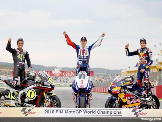 Toni Elías, Jorge Lorenzo y Marc Márquez