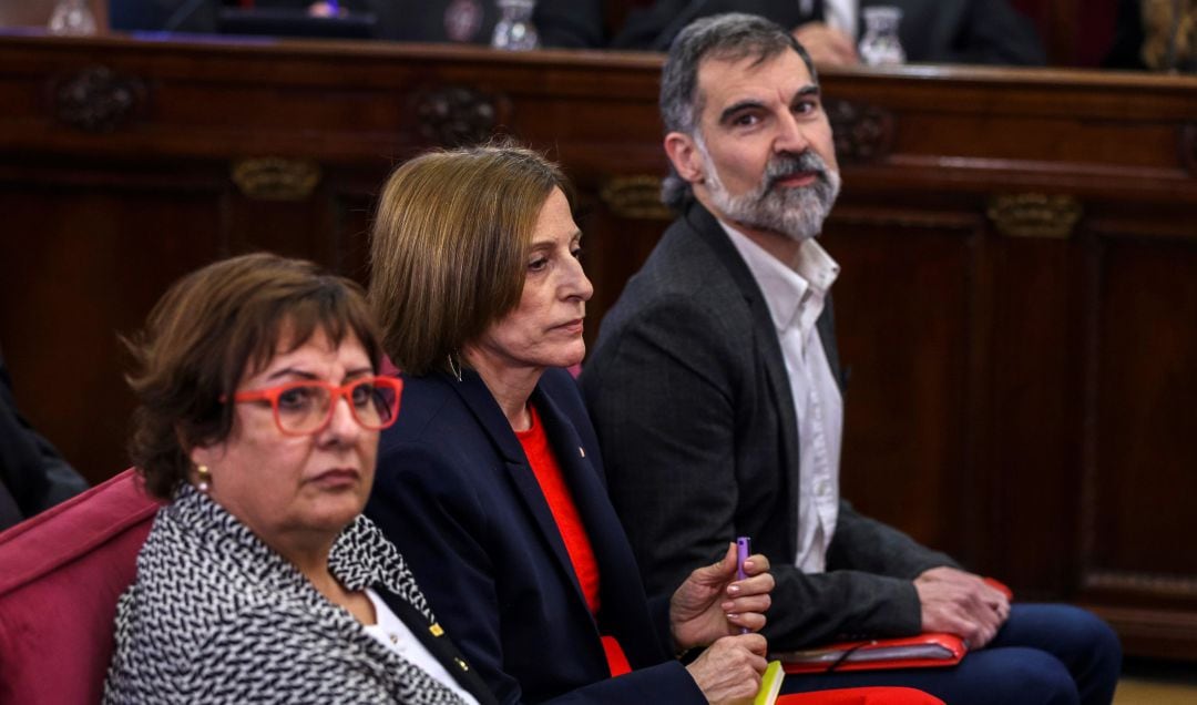 Bassa, Forcadell y Cuixart durante el juicio