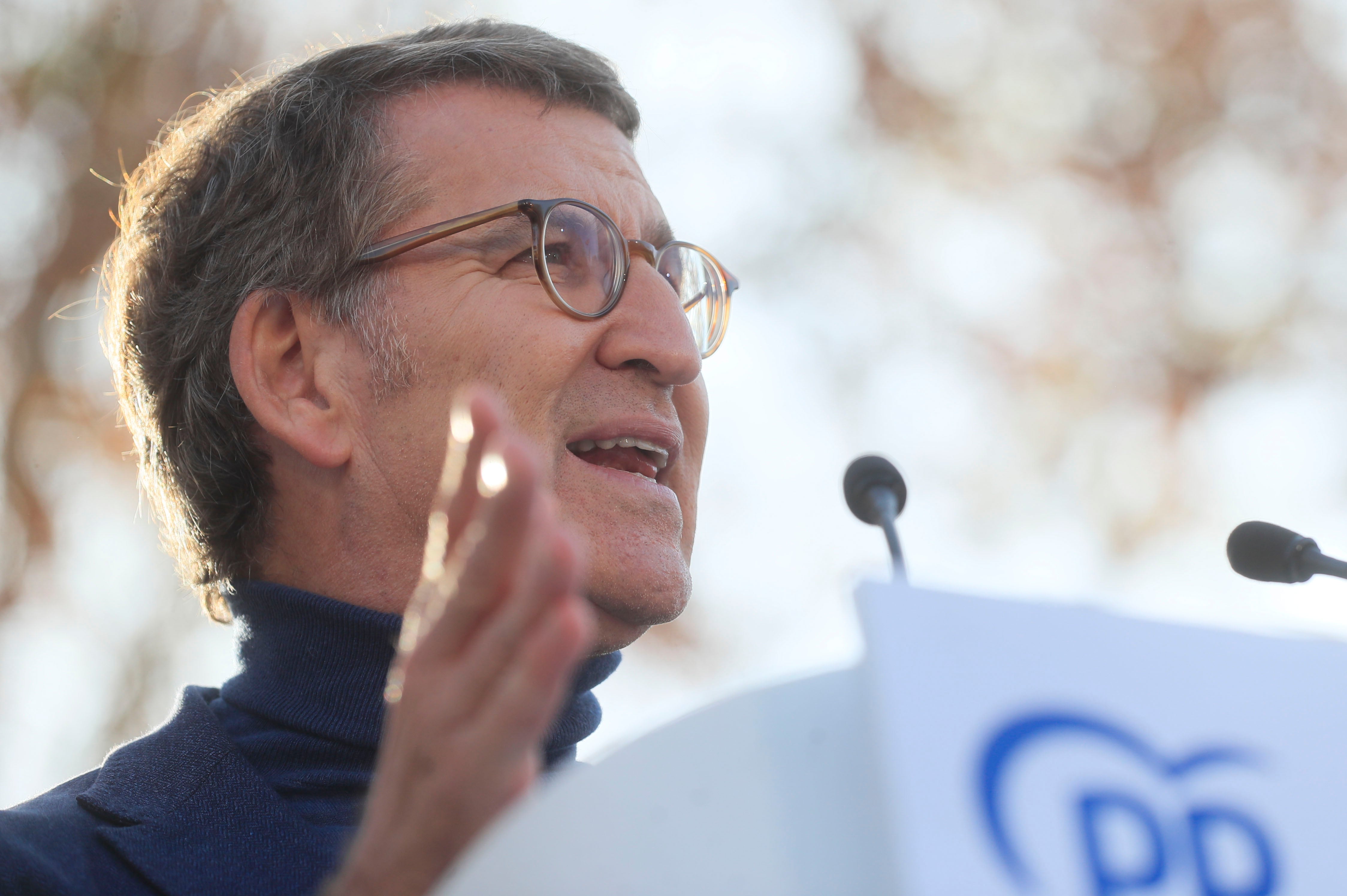 El presidente del PP, Alberto Núñez Feijóo, durante el acto en Madrid