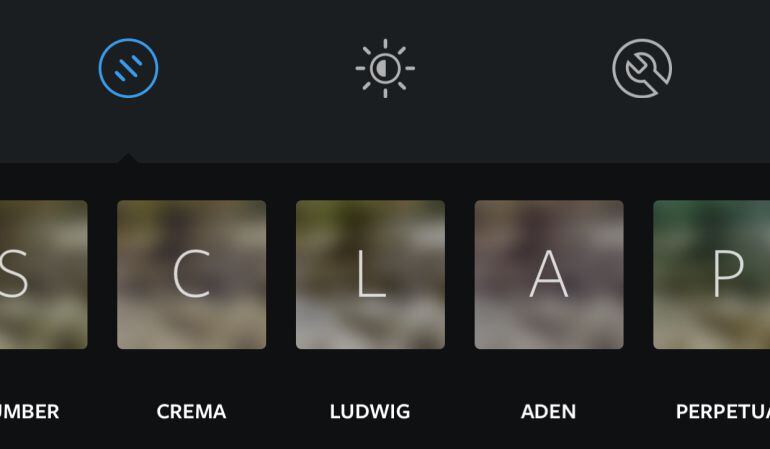 Algunos de los filtros que incorpora la aplicación Instagram