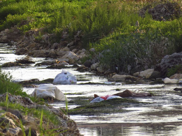 Basura en el río Vinalopó