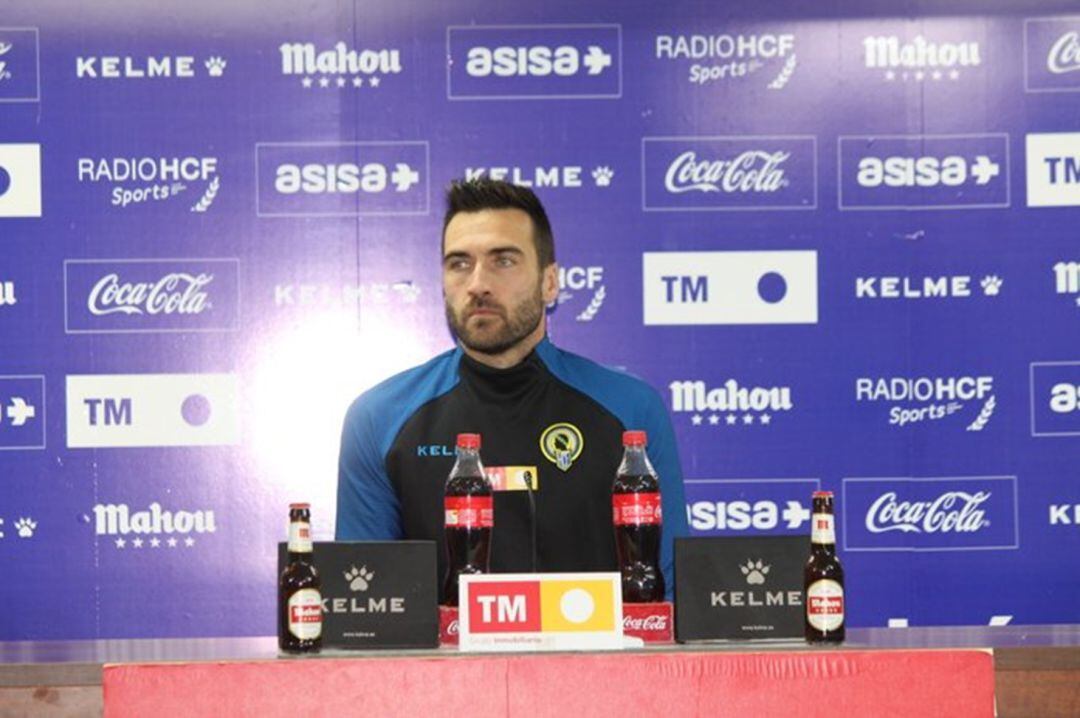 Ismael Falcón, en la sala de prensa del José Rico Pérez
