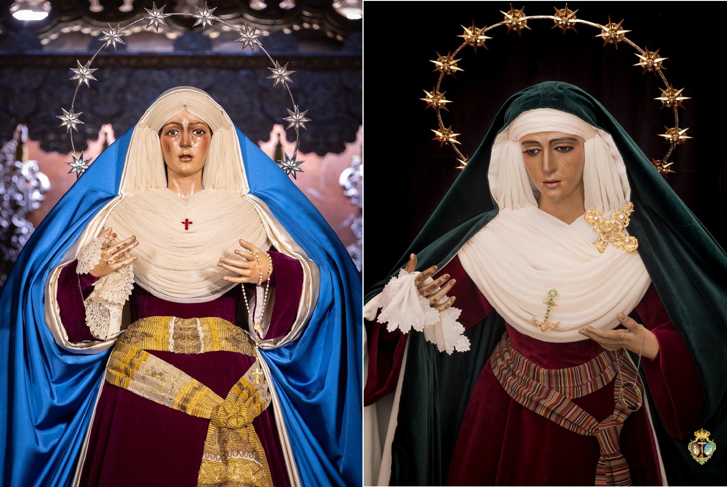 La Macarena, a la izquierda, y la Esperanza de Triana, ataviadas de hebrea para el inicio de la Cuaresma