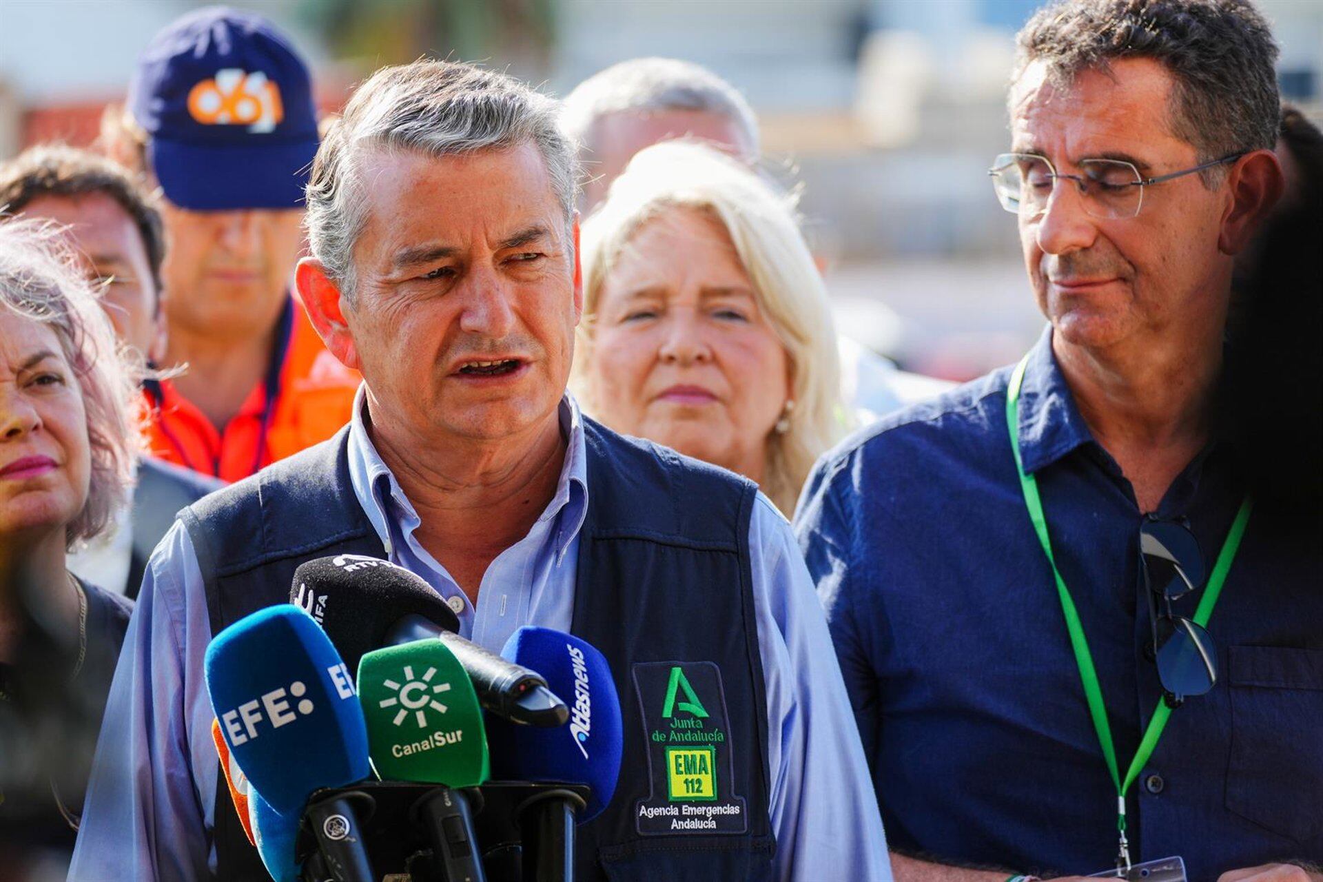Antonio Sanz, consejero de la Presidencia de la Junta de Andalucía, durante una de sus últimas comparecencias, en la mañana de este martes.