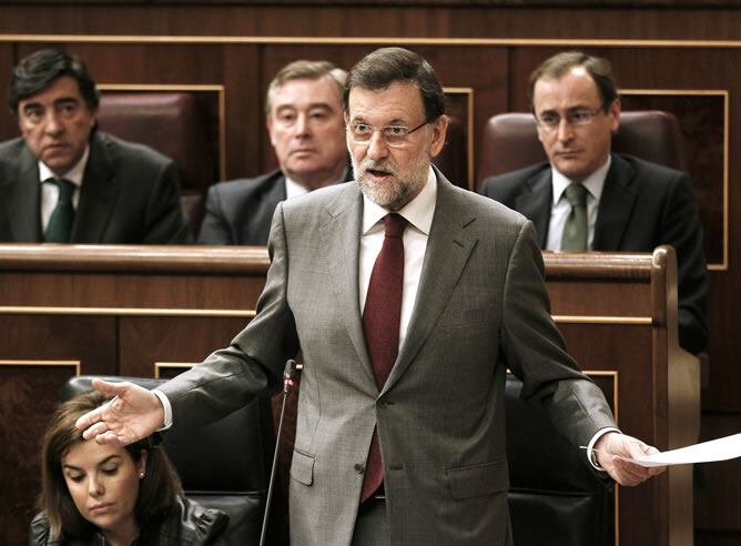 El presidente del Gobierno, Mariano Rajoy, durante la primera sesión de control del Gobienro del año