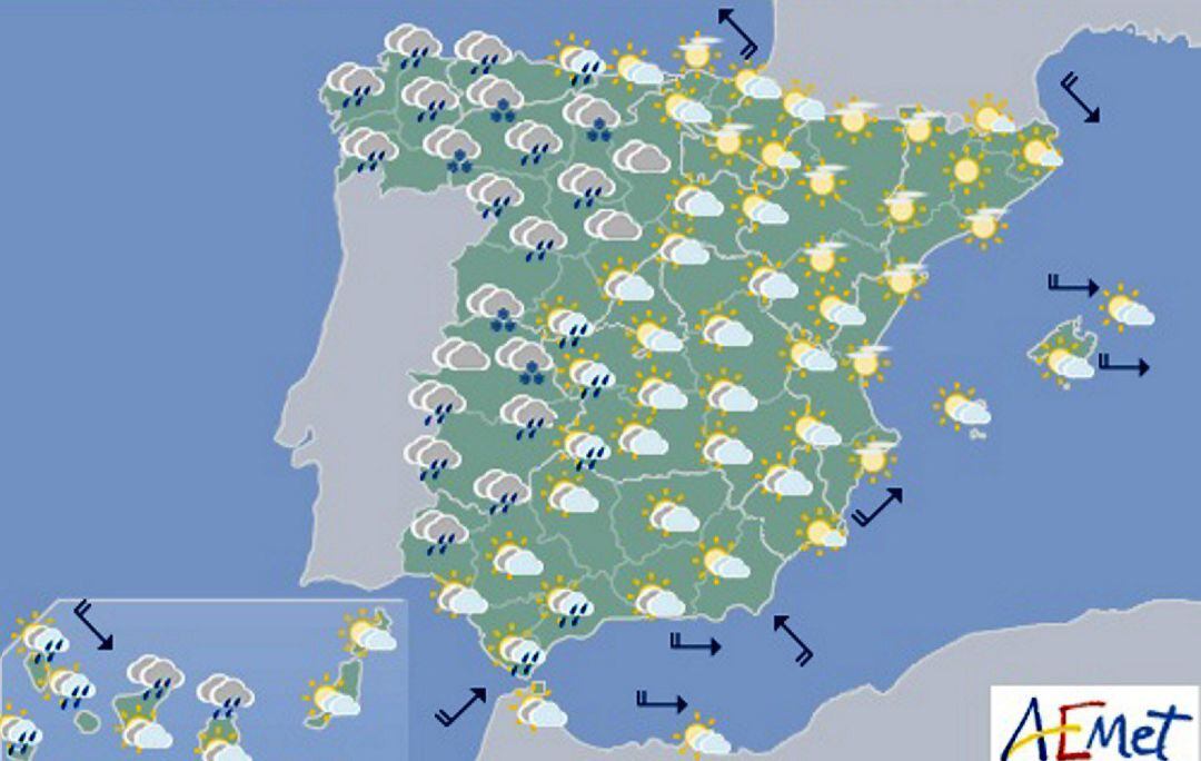 Mapa de Aemet para el martes 19 de noviembre a partir de las 12 horas. 