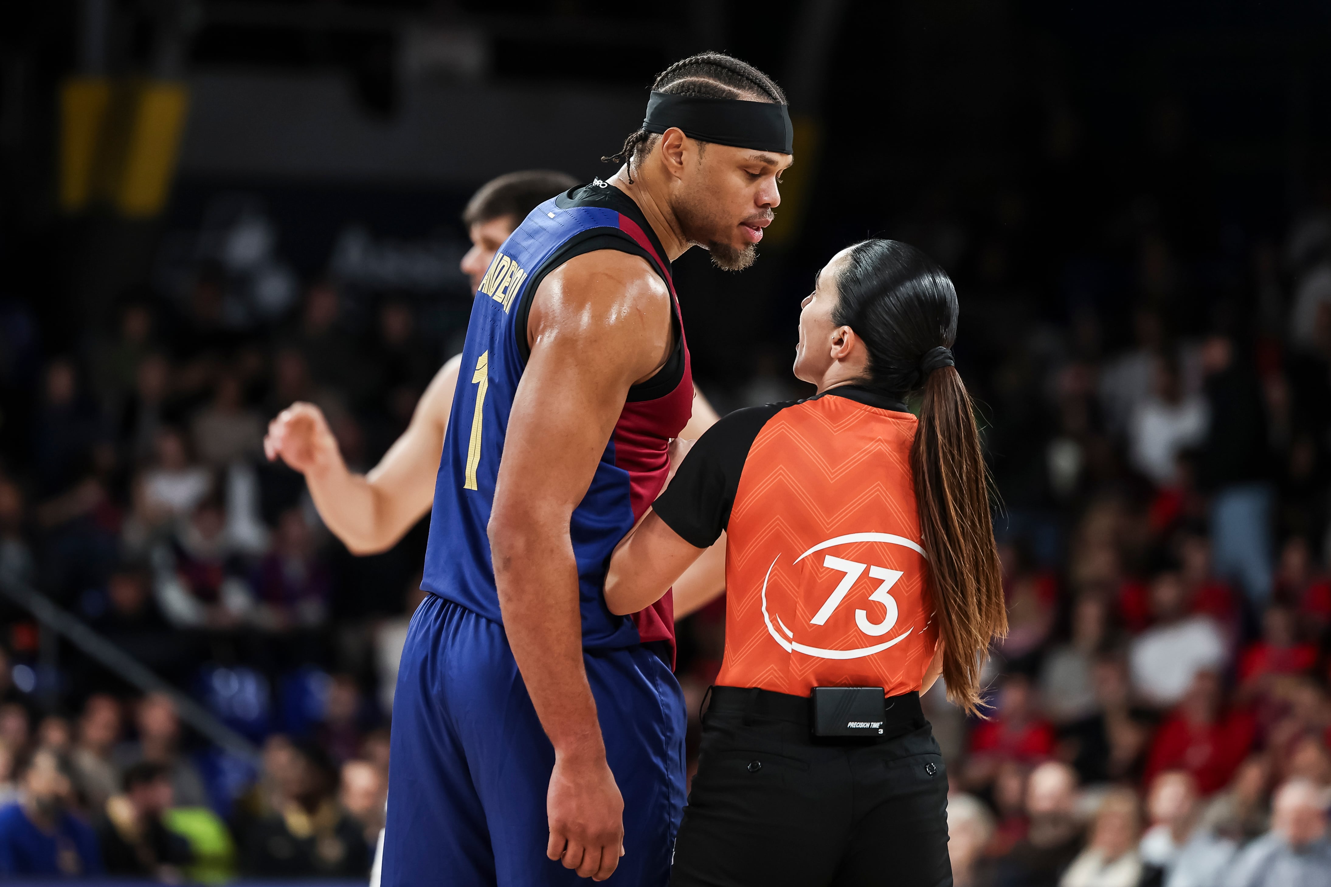 Justin Anderson acaba expulsado en el partido de Liga Endesa ACB entre el FC Barcelona y UCAM Murcia en el Palau Blaugrana