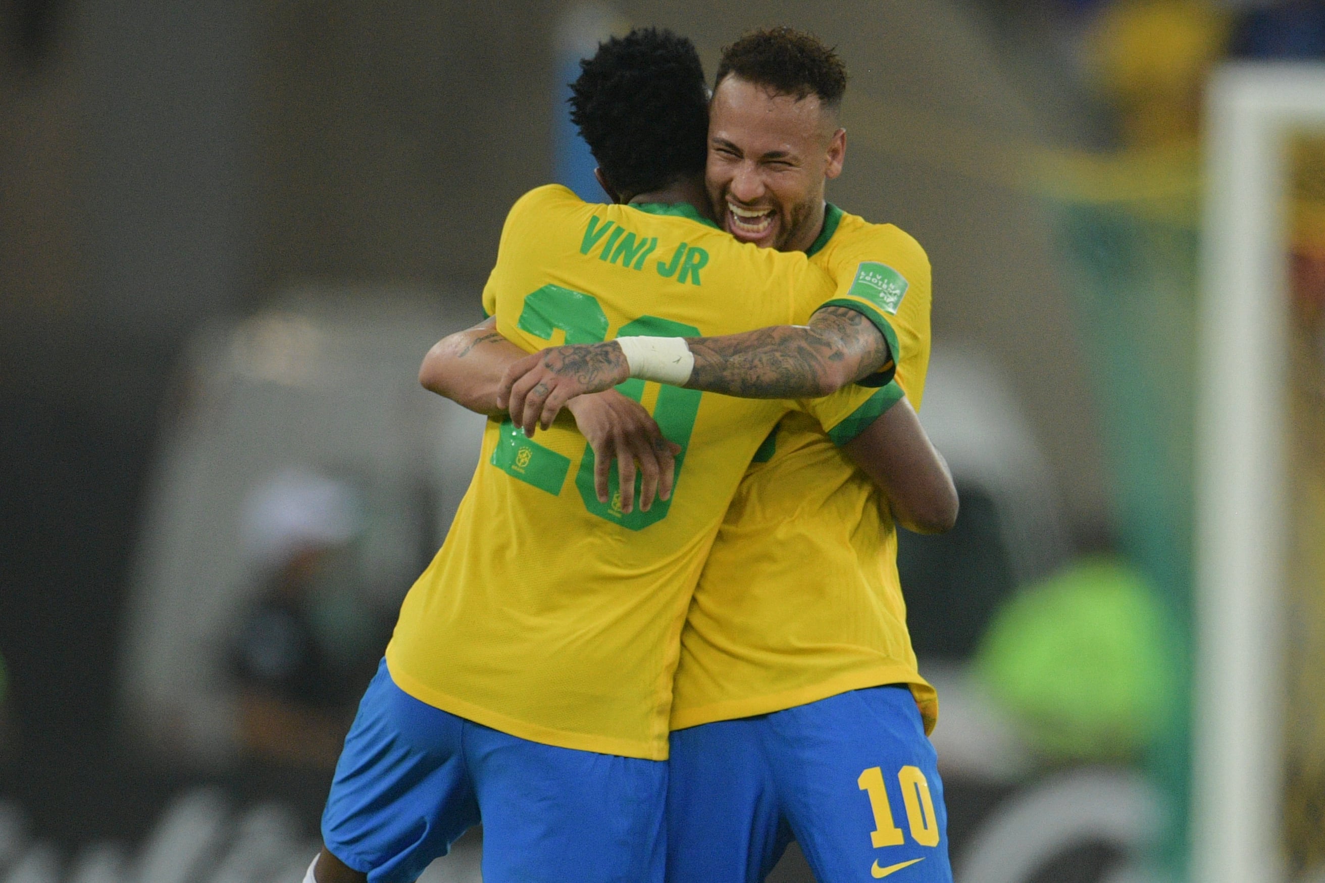 Neymar y Vinícius, durante un partido con la Selección de Brasil