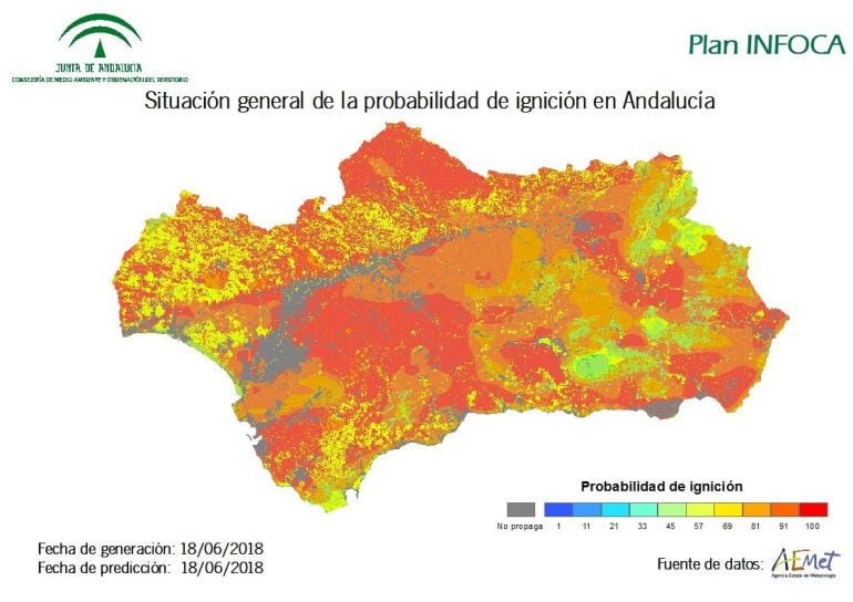 Mapa de riesgo de incendios forestales