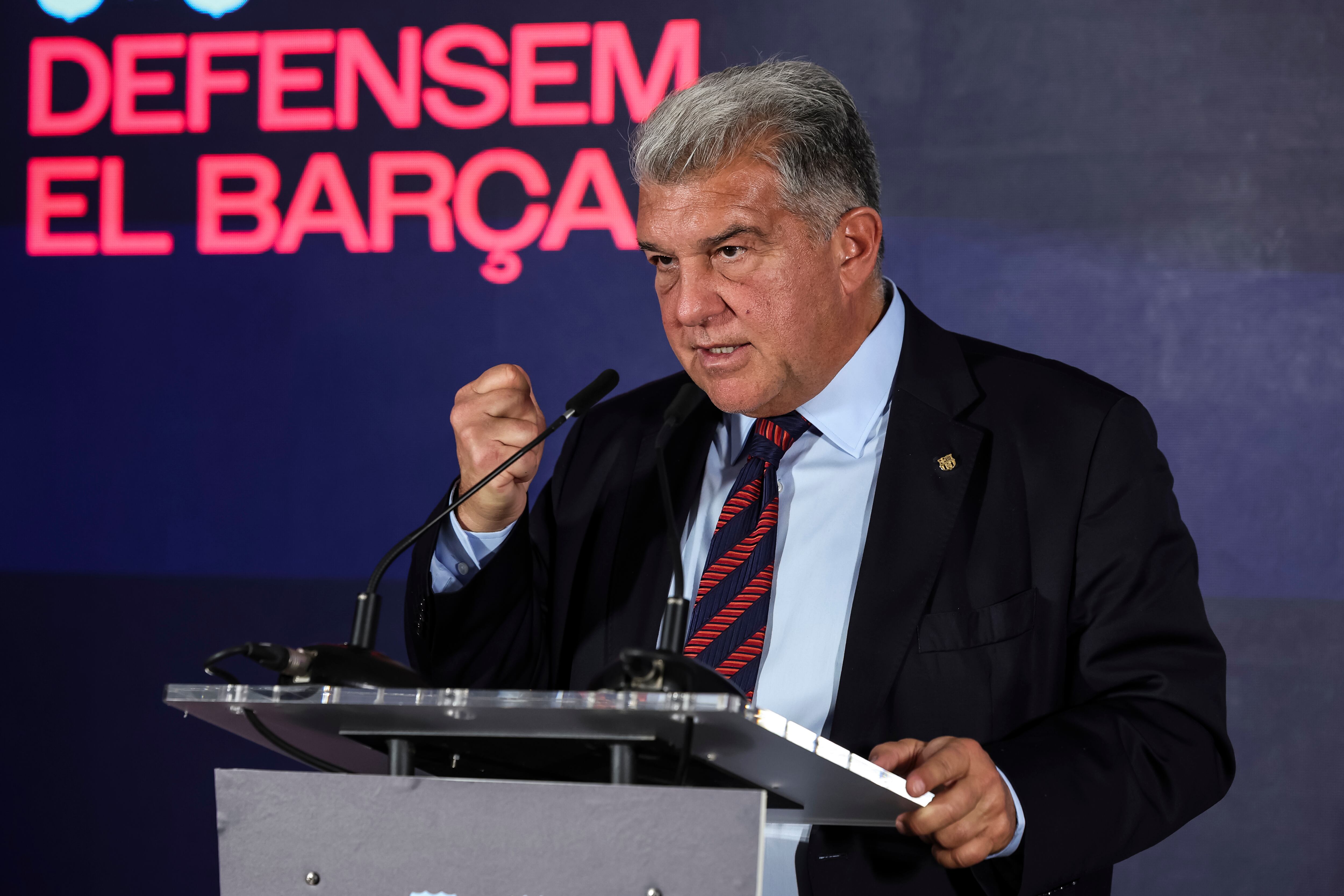 Joan Laporta durante una rueda de prensa de su candidatura a la presidencia del Barça