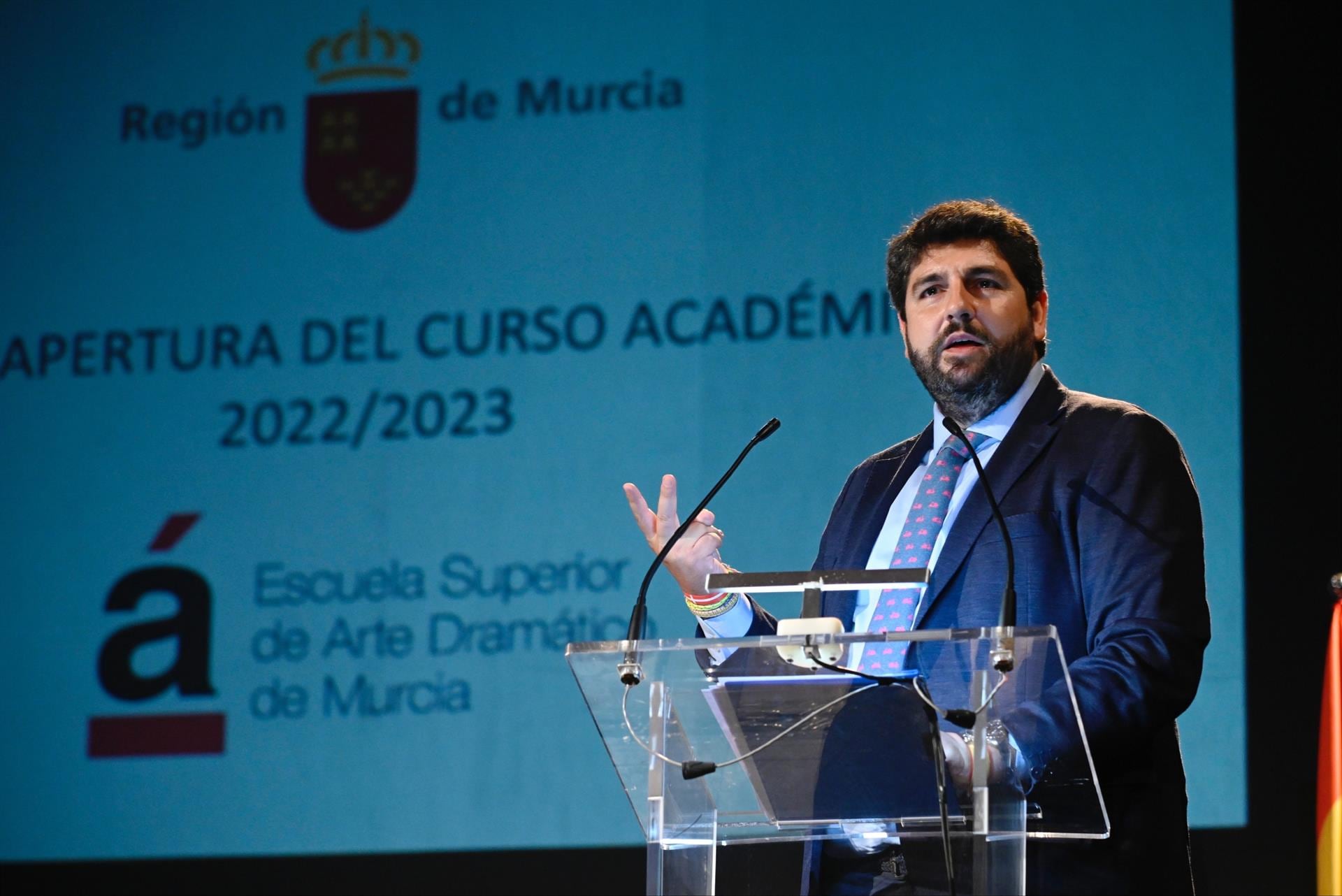El presidente Fernando López Miras, preside la inauguración del curso académico 2022-2023 de la Escuela Superior de Arte Dramático de Murcia