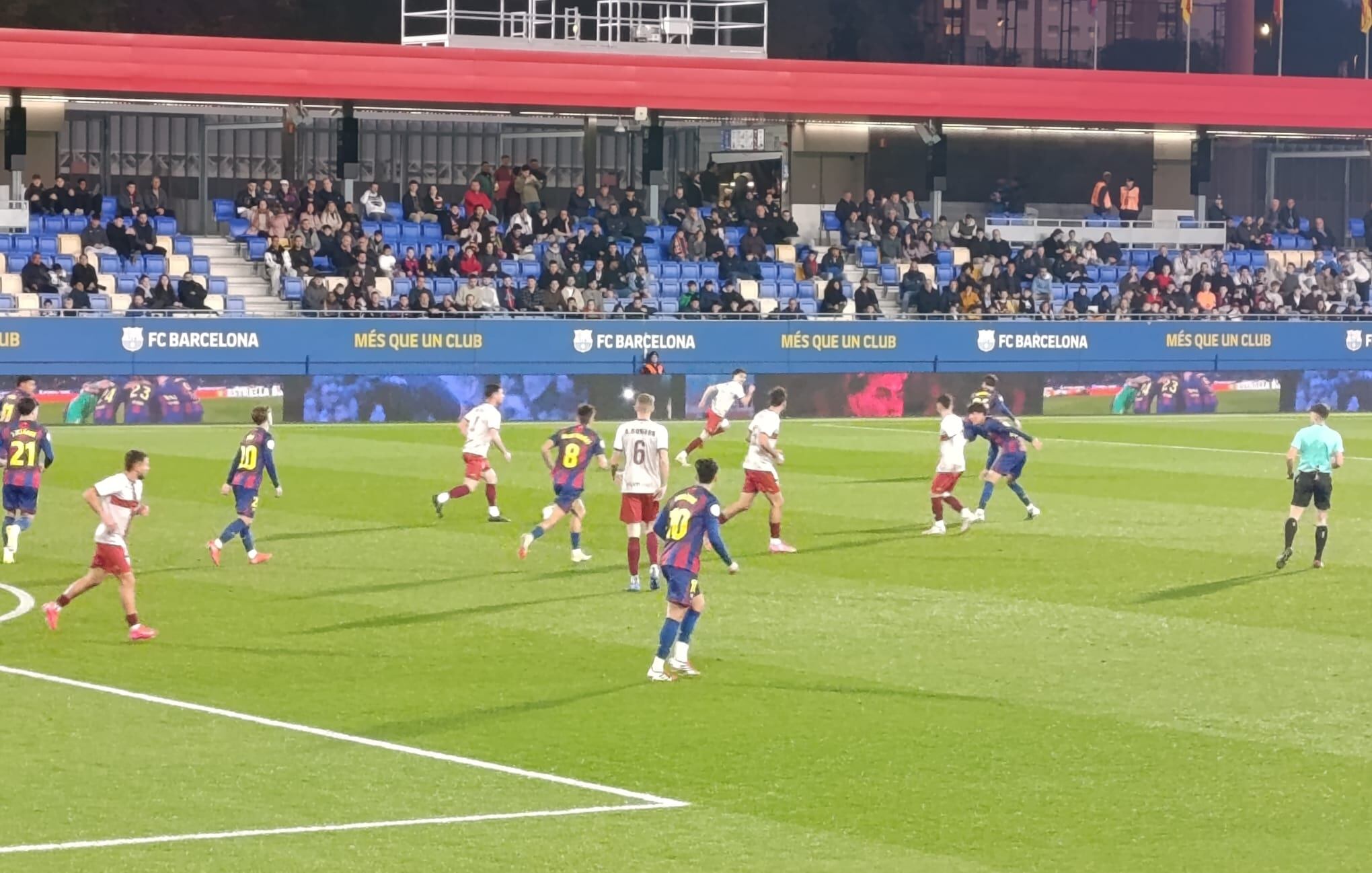 Imagen del Estadio Johan Cruyff en el partido entre el Barcelona Atlétic y el CD Alcoyano