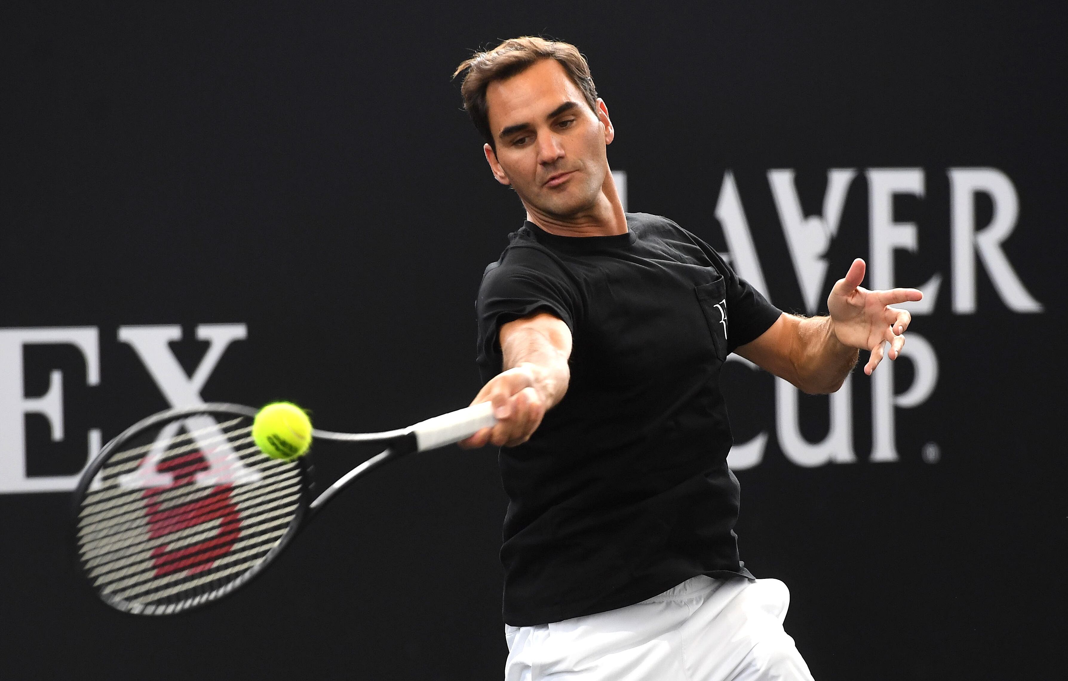 Roger Federer entrena en la Laver Cup 2022 (Tenis, Suiza, Reino Unido, Londres) EFE/EPA/ANDY RAIN