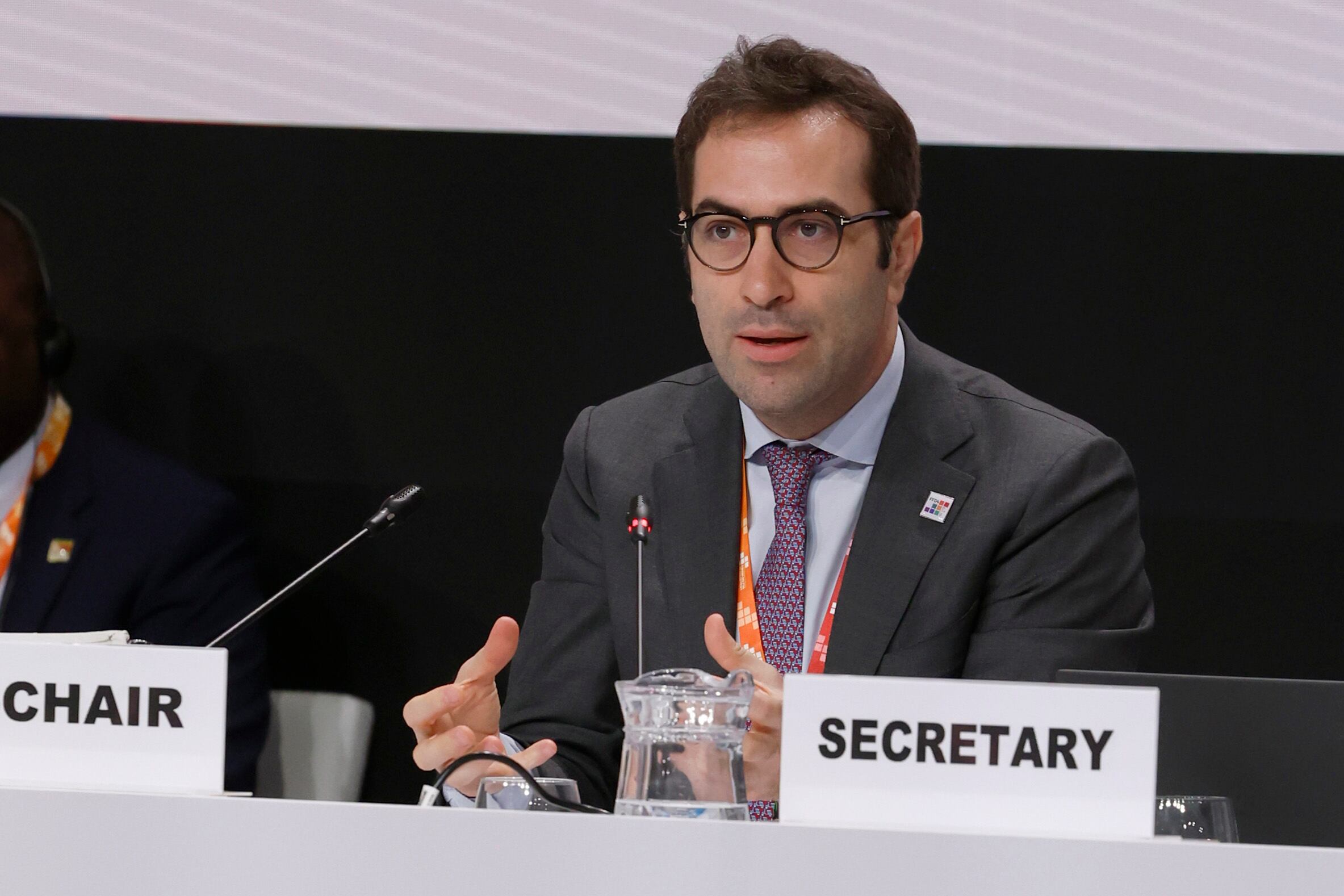 El ministro de Economía de España, Carlos Cuerpo, interviene en el panel 'Reformar la arquitectura financiera internacional y abordar los problemas sistémicos', durante la IV Conferencia de la ONU sobre Financiación al Desarrollo