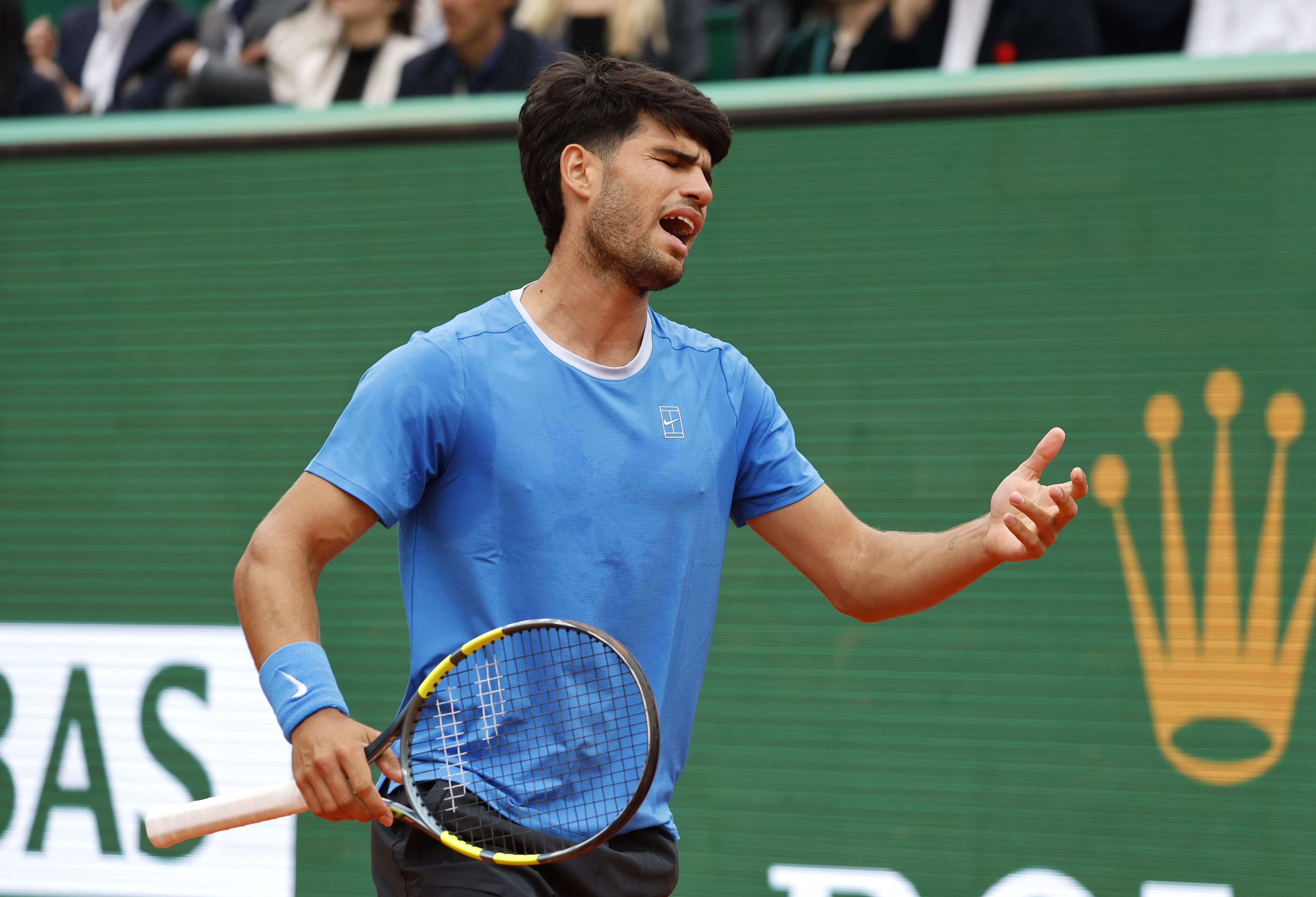 Carlos Alcaraz, durante la final del Masters 1.000 de Montecarlo ante Jannik Sinner