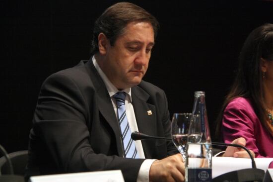 El conseller d&#039;Agricultura, Josep Maria Pelegrí, durant la presentació de l&#039;Alimentària 2012