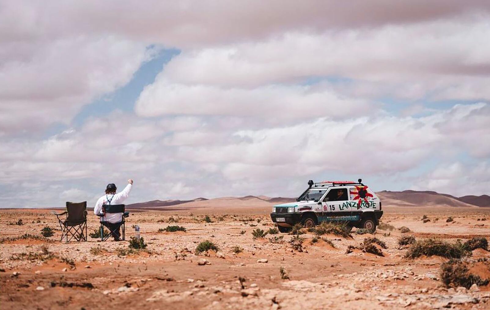 Los lanzaroteños Luis E. Ferrer y Pedro Padrón en la Panda Raid en Marruecos 2025.