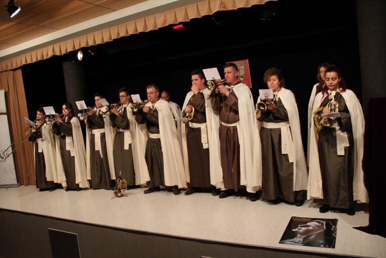 La Banda de Tambores y Cornetas María Dolorosa durante el concierto de presentación de los actos de Semana Santa el miércoles de ceniza. 