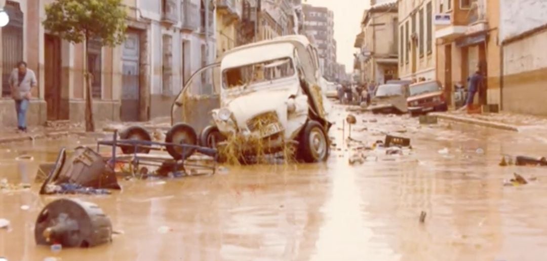 Una de las imágenes de la inundación del 1 de julio de 1979 en Valdepeñas 