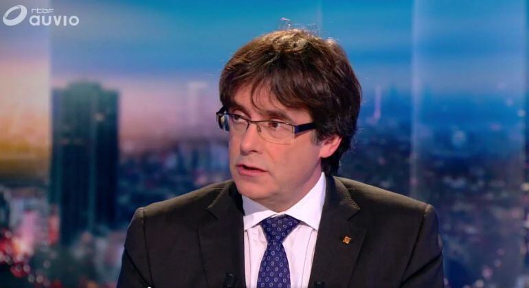 Carles Puigdemont durante su entrevista en la televisión belga