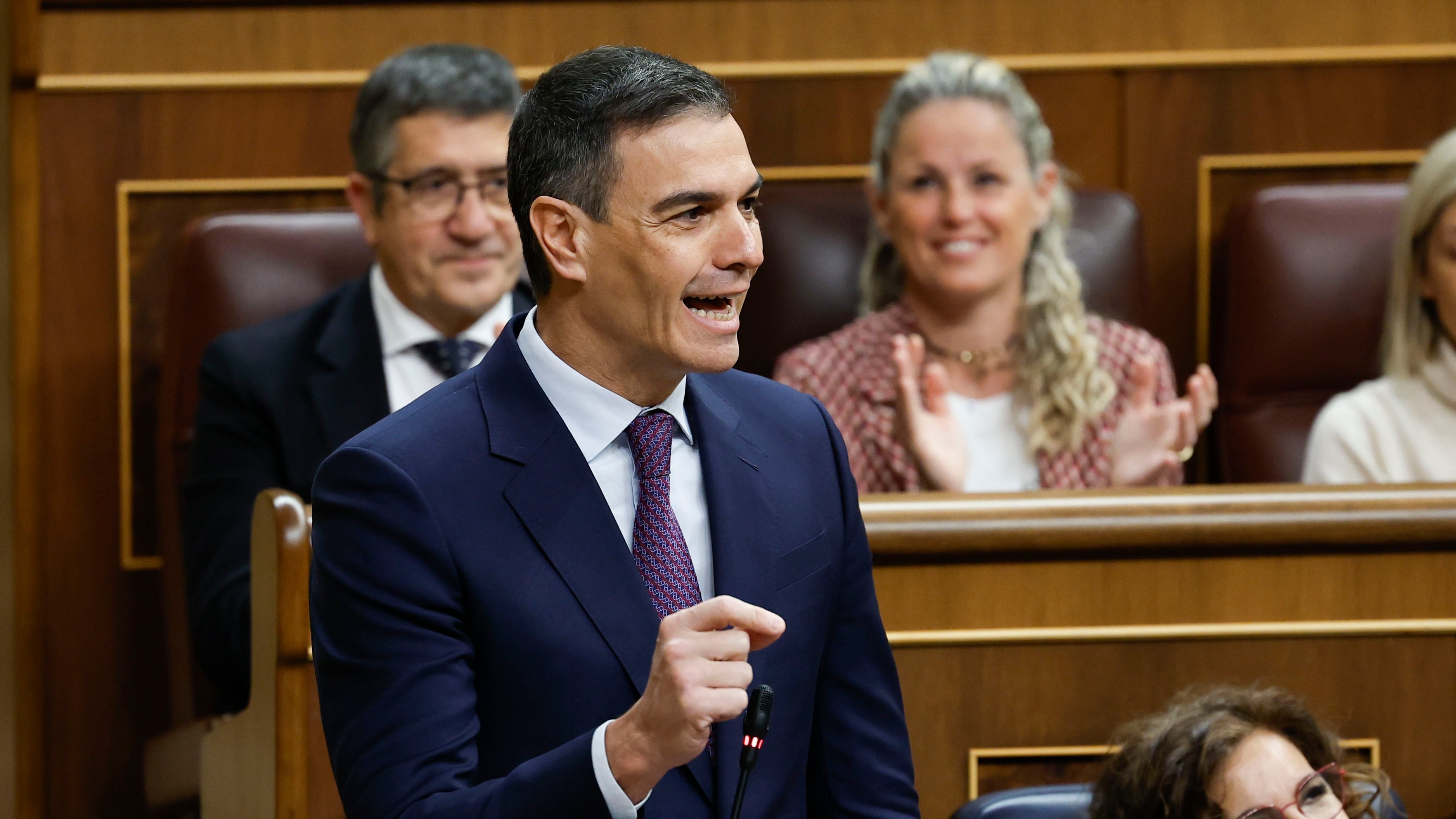 El jefe del Ejecutivo, Pedro Sánchez, interviene durante la sesión de control al Gobierno que celebra este miércoles el Congreso