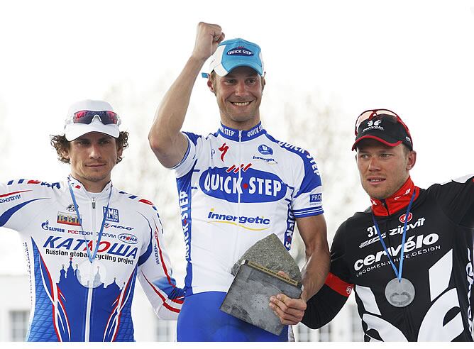 Boonen celebra su triunfo en la carrera