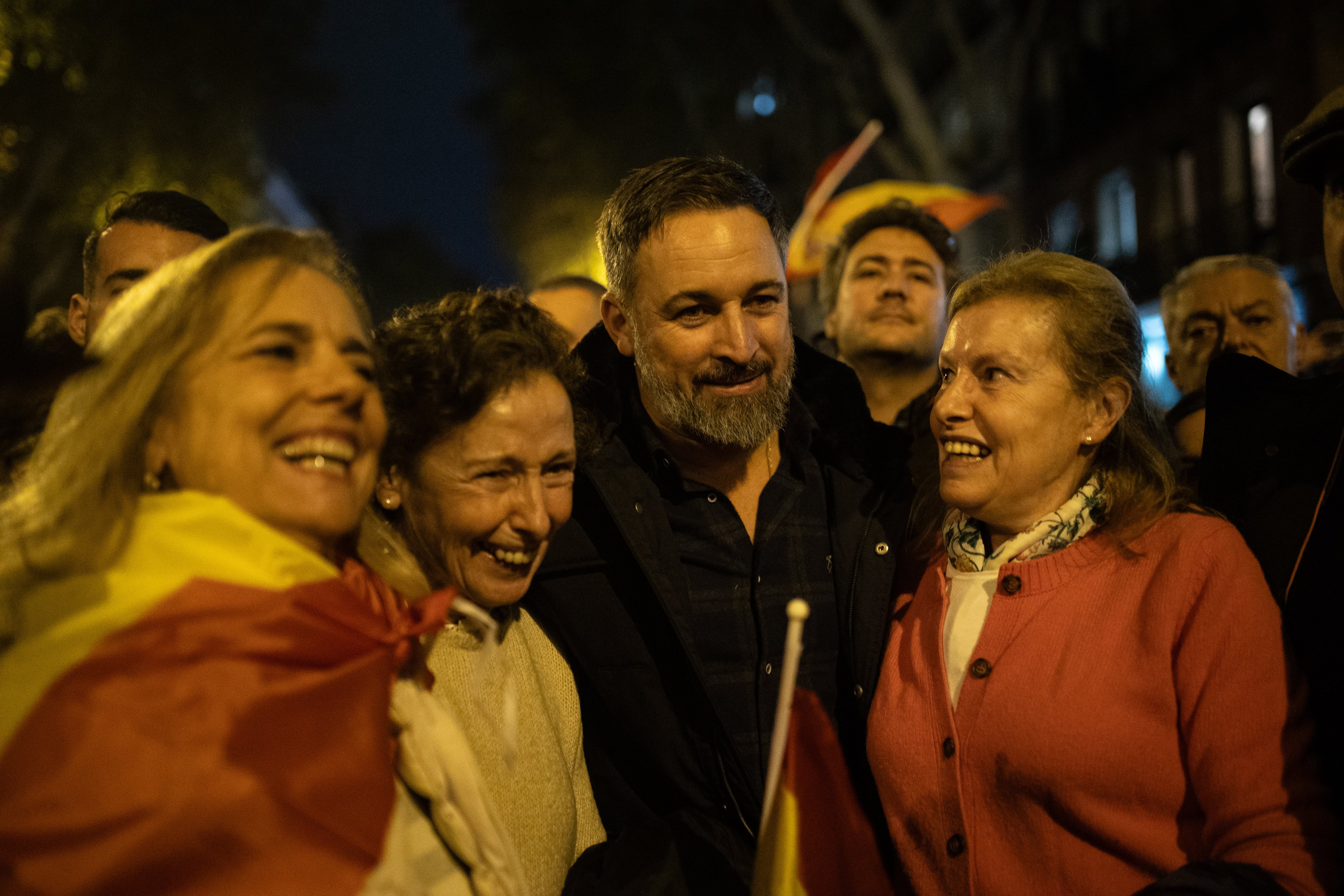 Santiago Abascal durante las protestas en Ferraz de este 9 de noviembre