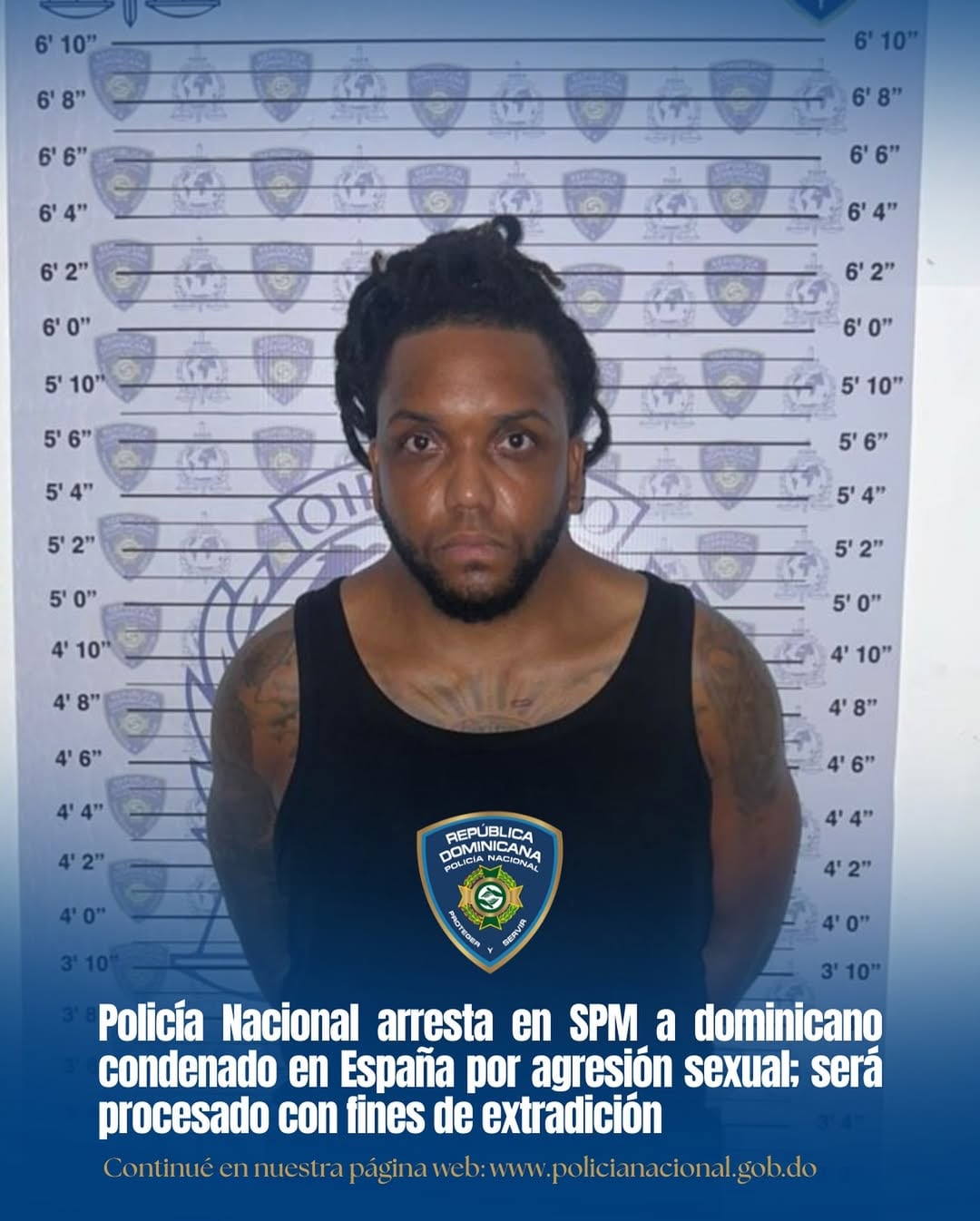 El acusado, con orden de extradición desde República Dominicana
EFE/ Policía Nacional Rep. Dominicana. via Instagram