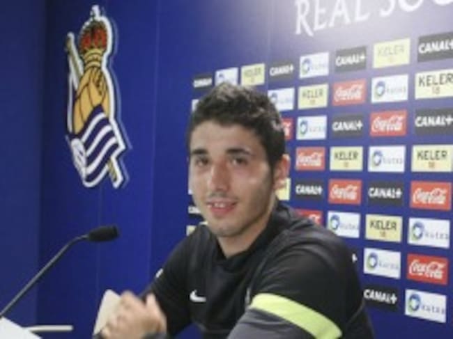 Jose Angel en la sala de prensa de Zubieta.