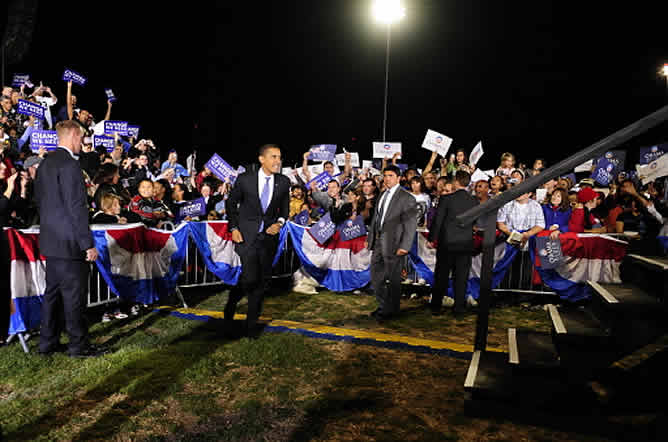 El demócrata Barack Obama a su llegada a un mitin en Alburquerque