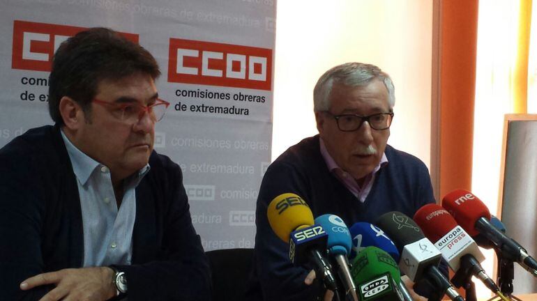 Julián Carretero e Ignacio Fernández Toxo, en rueda de prensa