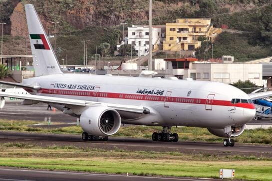 Avión donde viajaba el séquito del jeque árabe