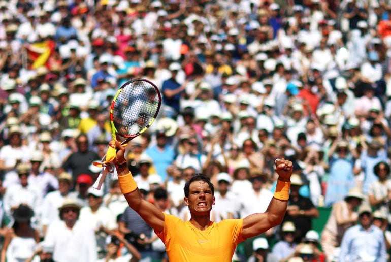 Rafa Nadal celebra su pase a la semifinal del Masters 100 de Montecarlo.