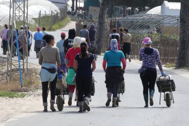 Varias temporeras, en Palos de la Frontera