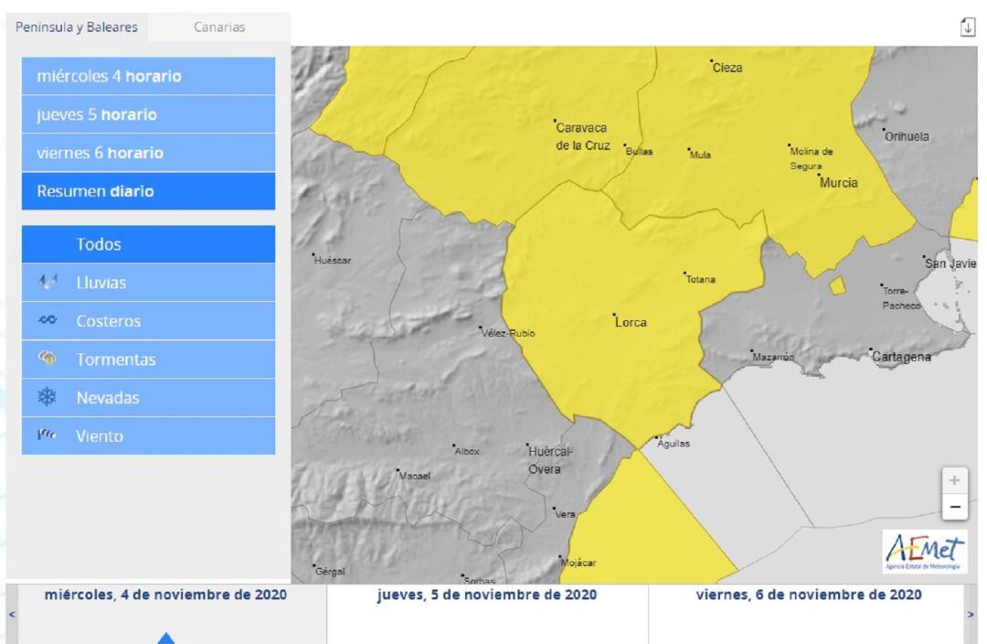 Alerta amarilla por lluvias