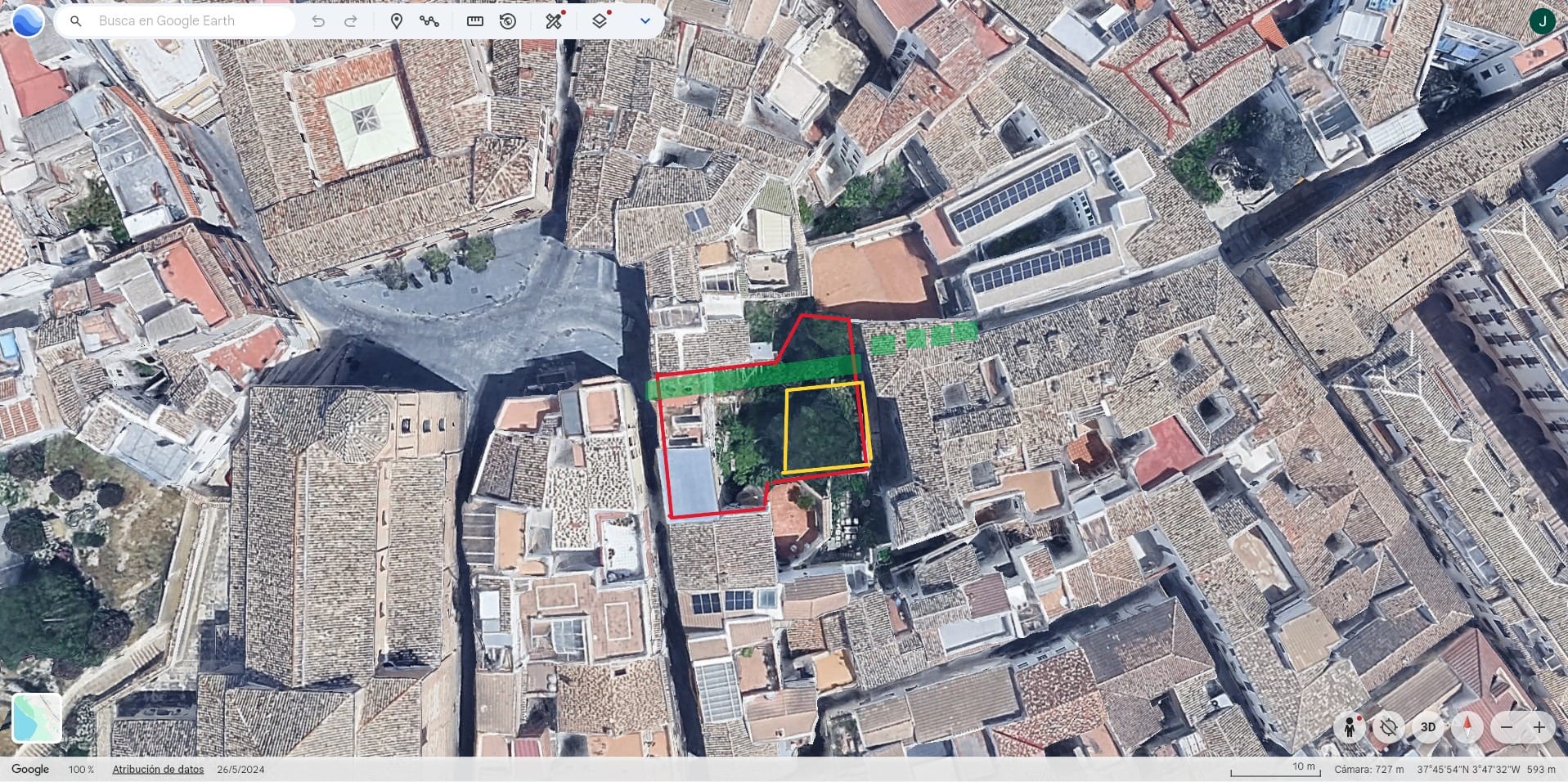 Posible pasaje a construir en el casco antiguo de Jaén capital.