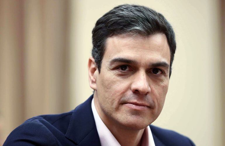 El secretario general del PSOE, Pedro Sánchez durante la reunión que el grupo parlamentario socialista ha celebrado hoy en el Congreso