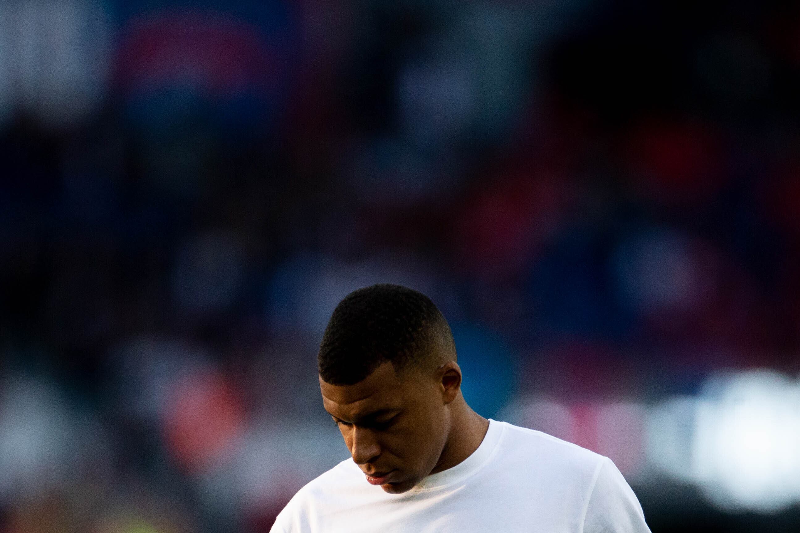 Kylian Mbappé, durante un entrenamiento con el PSG