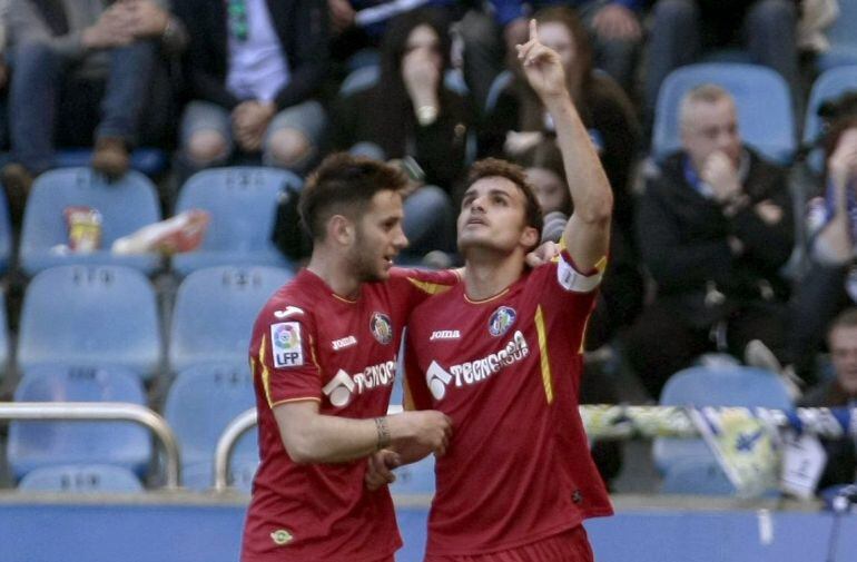 Pedro León celebra su tanto frente al Depor.