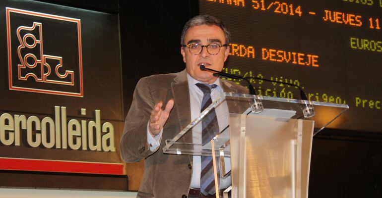 El Paer en Cap durant el dinar de Nadal que l'Ajuntament de Lleida ofereix als mitjans de comunicació, a la Llotja de Mercolleida