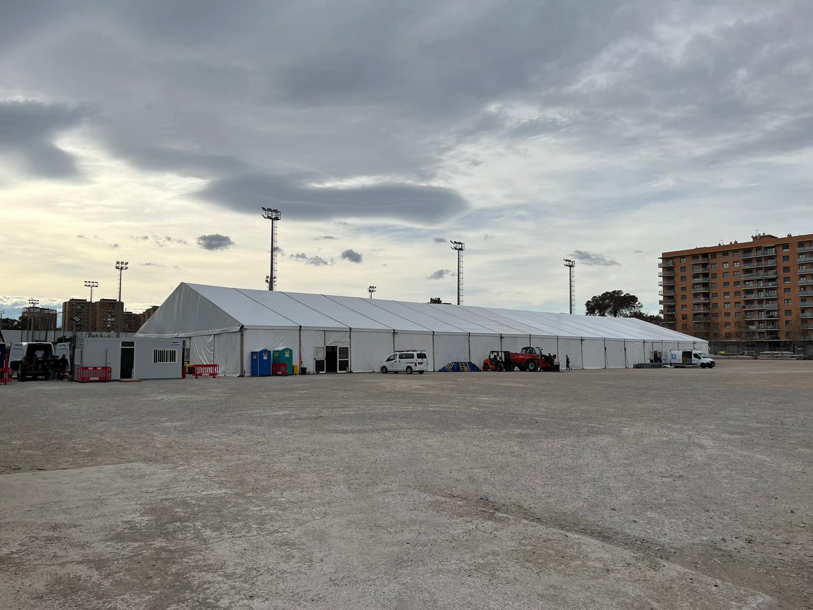 Carpa para el rodaje de una superproducción americana