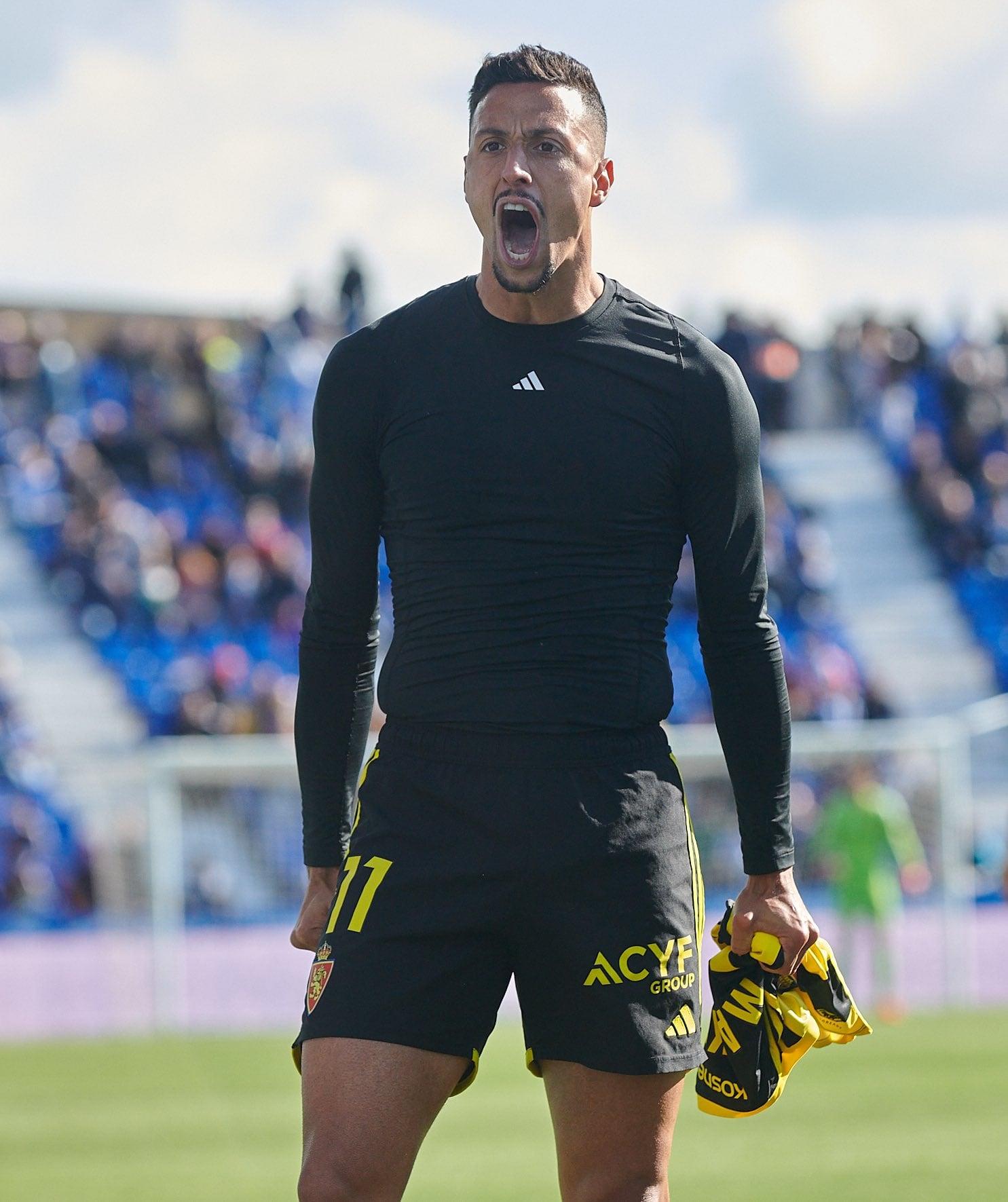 Maikel Mesa celebra el gol del empate, de penalti, en el minuto 94