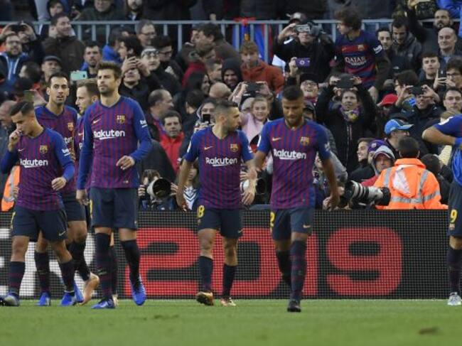 Suárez celebra su gol de penalti.