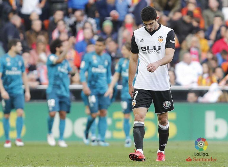 Guedes en el partido ante el Real Madrid