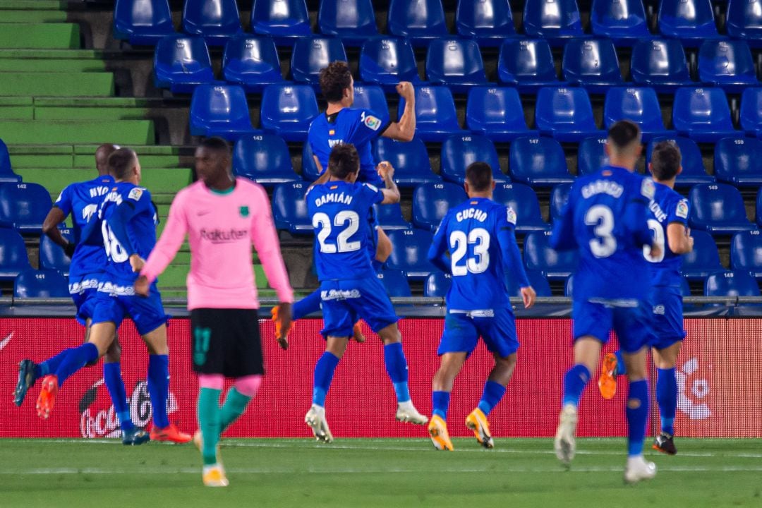 Jaime Mata celebra el tanto que dio la victoria al Getafe.