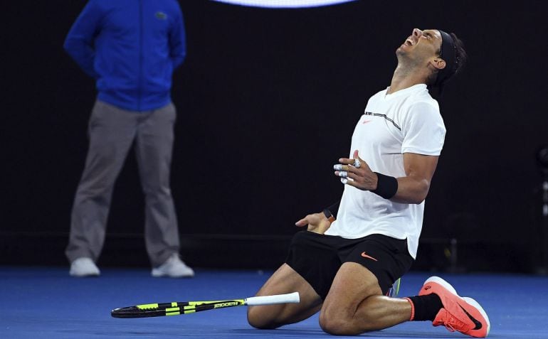 Nadal celebra el pase a la final del Open de Australia